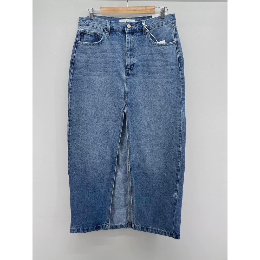 KanCan Denim Skirt Womens Medium High Rise Midi Center Slit Western Boho NFR